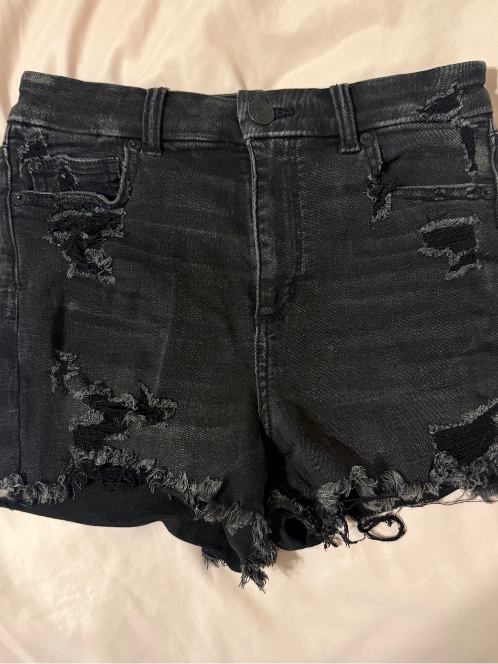 American Eagle Next Level Curvy Ripped High-Waisted Denim Short Short